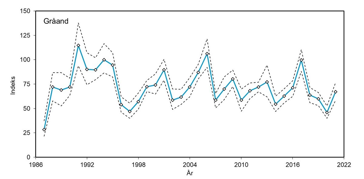 Gråand indeks 1987 - 2021
